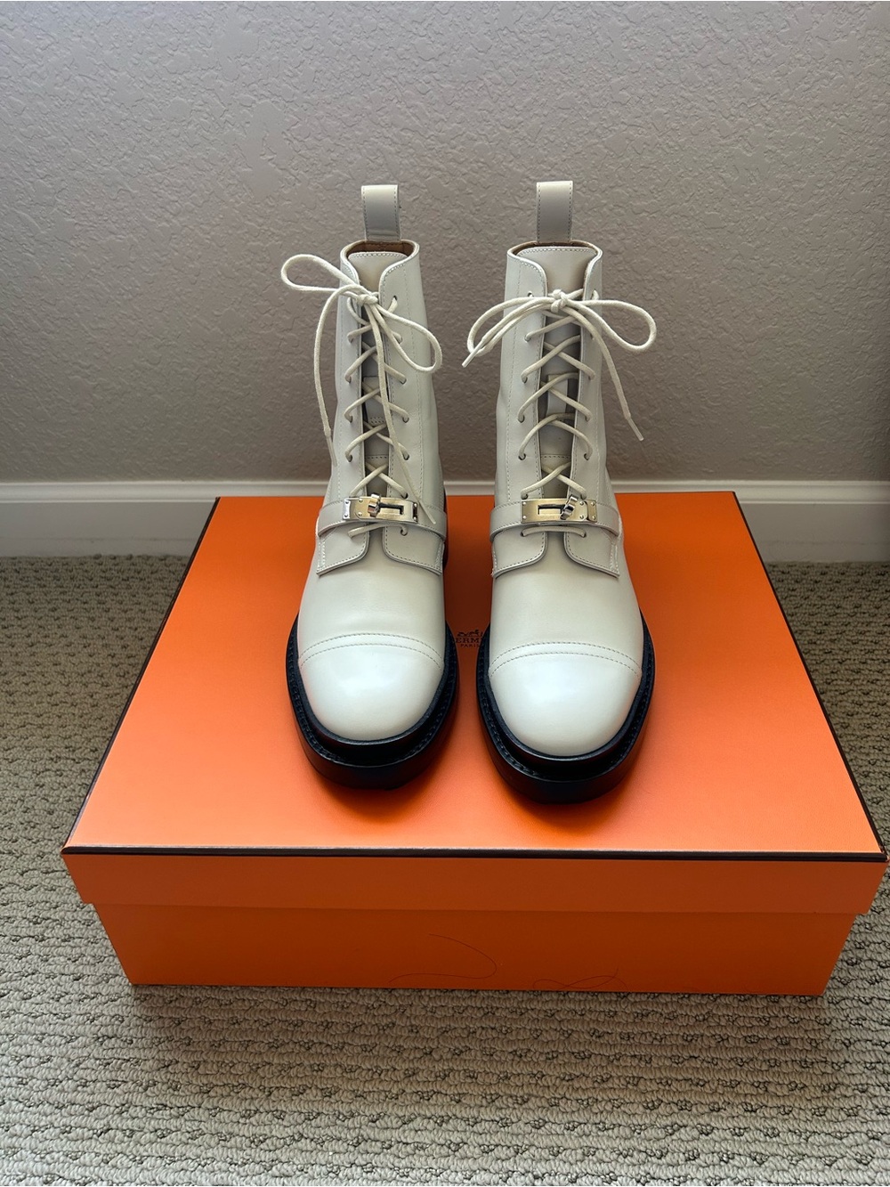 Hermes Funk Lace-up Combat Ankle Boots with interchangeable laces 🔥